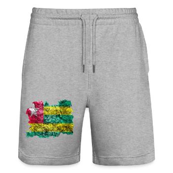 Togo vintage flag - Stanley/Stella Trainer Unisex Organic Jogging Shorts - heather grey - Front - Nik (191cm) & Marisol (170cm)