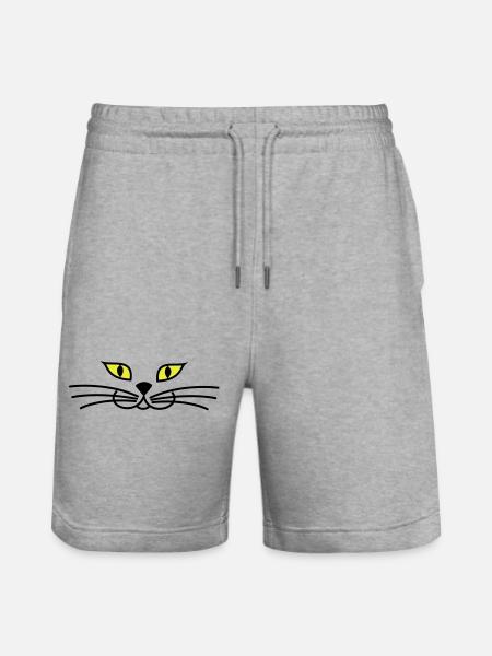 kitteh_face_green_eyes - Stanley/Stella Trainer Unisex Organic Jogging Shorts - heather grey