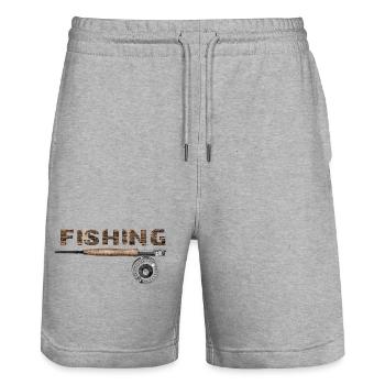 Fishing - Short de jogging bio TRAINER Stanley/Stella unisexe - gris chiné - Devant - Nik (191cm) & Marisol (170cm)