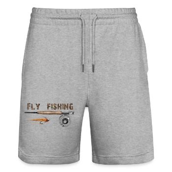Fly fishing - Stanley/Stella Unisex Bio Joggingshorts Trainer  - Grau meliert - Vorne - Nik (191cm) & Marisol (170cm)