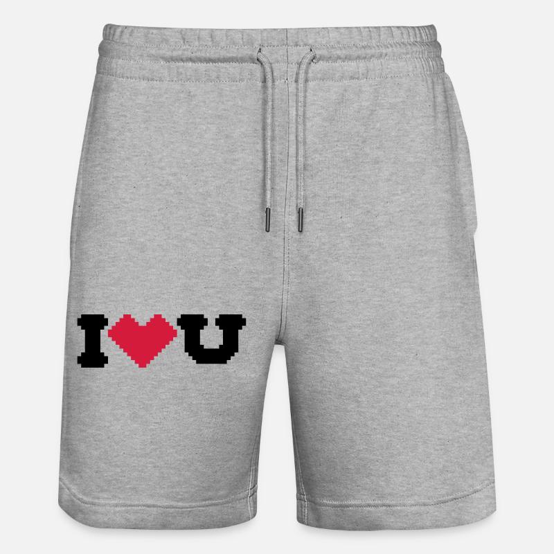 i love u - Stanley/Stella Unisex Bio Joggingshorts Trainer  - Grau meliert