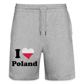 I love Poland - Stanley/Stella Trainer Unisex Organic Jogging Shorts - heather grey - Front - Nik (191cm) & Marisol (170cm)