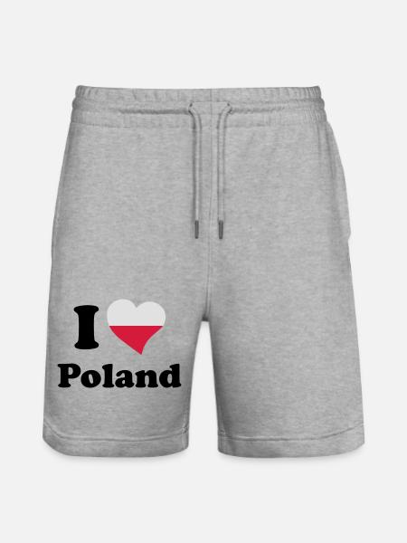 I love Poland - Stanley/Stella Trainer Unisex Organic Jogging Shorts - heather grey