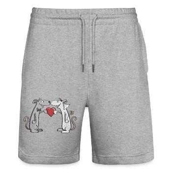 Souris de mariage - mariée et le marié - mariée - marié - Short de jogging bio TRAINER Stanley/Stella unisexe - gris chiné - Devant - Nik (191cm) & Marisol (170cm)