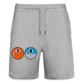 Billardkugeln - 50 Jahre Geburtstag - Stanley/Stella Unisex Bio Joggingshorts Trainer  - Grau meliert - Vorne - Nik (191cm) & Marisol (170cm)