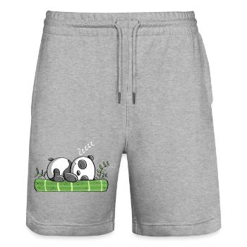 Unser Traum Panda ZZzzZZzz - Pandas - Bär - Comic - Stanley/Stella Unisex Bio Joggingshorts Trainer  - Grau meliert - Vorne - Nik (191cm) & Marisol (170cm)