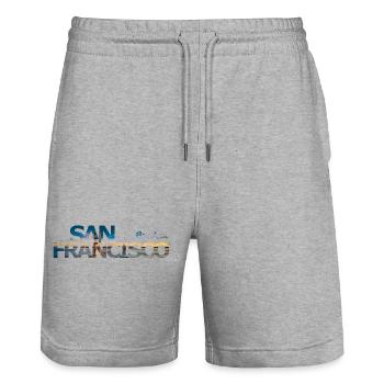 San Francisco Bay Area - Geschenk - Stanley/Stella Unisex Bio Joggingshorts Trainer  - Grau meliert - Vorne - Nik (191cm) & Marisol (170cm)