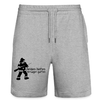 Helden vs Versager Feuerwehr Gaffer Geschenk - Stanley/Stella Unisex Bio Joggingshorts Trainer  - Grau meliert - Vorne - Nik (191cm) & Marisol (170cm)