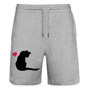 Chat - Short de jogging bio TRAINER Stanley/Stella unisexe - gris chiné - Devant - Nik (191cm) & Marisol (170cm)