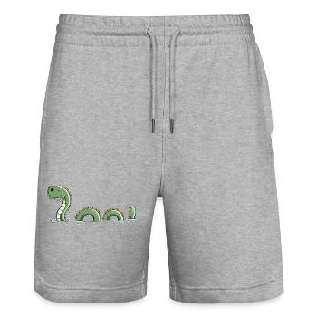 Lustiges Seeungeheuer - Monster - Nessie - Comic - Stanley/Stella Unisex Bio Joggingshorts Trainer  - Grau meliert - Vorne - Nik (191cm) & Marisol (170cm)