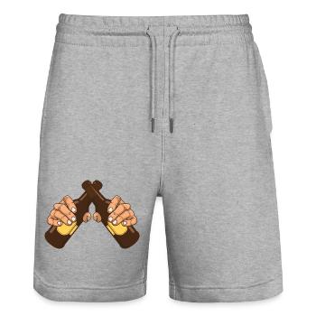 zwei Bier! Für den Bierliebhaber! - Stanley/Stella Unisex Bio Joggingshorts Trainer  - Grau meliert - Vorne - Nik (191cm) & Marisol (170cm)
