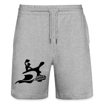 Eine Flamenco Tänzerin mit Fächer - Stanley/Stella Unisex Bio Joggingshorts Trainer  - Grau meliert - Vorne - Nik (191cm) & Marisol (170cm)