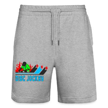 Disc Jockey / DJ / Cadeau / Idée cadeau - Short de jogging bio TRAINER Stanley/Stella unisexe - gris chiné - Devant - Nik (191cm) & Marisol (170cm)
