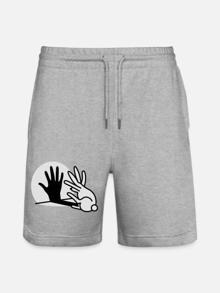 hand shadow rabbit 2 clr - Stanley/Stella Trainer Unisex Organic Jogging Shorts - heather grey