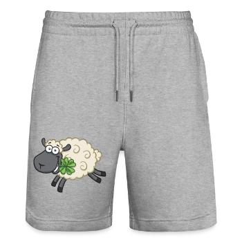 Lucky sheep lamb with shamrock - Lucky sheep - Stanley/Stella Trainer Unisex Organic Jogging Shorts - heather grey - Front - Nik (191cm) & Marisol (170cm)
