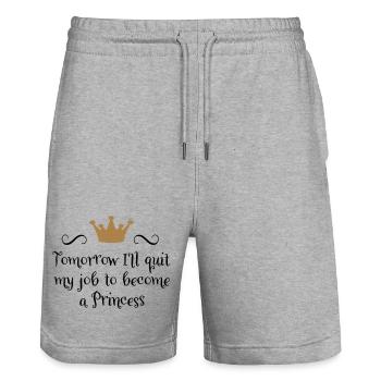 princess - Stanley/Stella Unisex Bio Joggingshorts Trainer  - Grau meliert - Vorne - Nik (191cm) & Marisol (170cm)