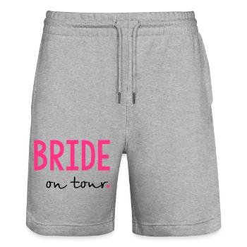 Bride on tour partie de poule - Short de jogging bio TRAINER Stanley/Stella unisexe - gris chiné - Devant - Nik (191cm) & Marisol (170cm)