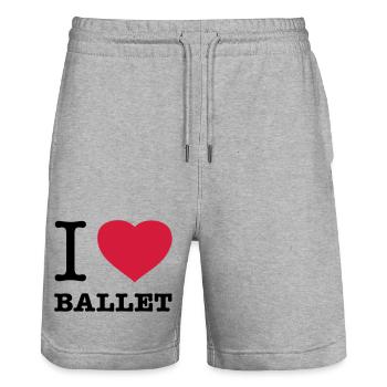 I LOVE BALLET Ballett - Stanley/Stella Trainer Unisex Organic Jogging Shorts - heather grey - Front - Nik (191cm) & Marisol (170cm)