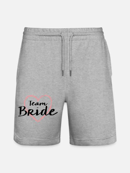 Team Bride Herz Junggesellenabschied - Stanley/Stella Unisex Bio Joggingshorts Trainer - Grau meliert