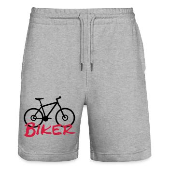 biker - Stanley/Stella Trainer Unisex Organic Jogging Shorts - heather grey - Front - Nik (191cm) & Marisol (170cm)