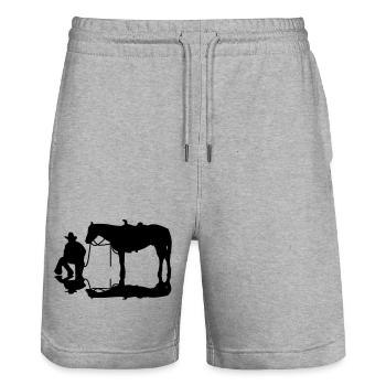 Cowboy - Stanley/Stella Unisex Bio Joggingshorts Trainer  - Grau meliert - Vorne - Nik (191cm) & Marisol (170cm)