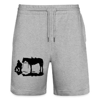 Cowboy  - Stanley/Stella Unisex Bio Joggingshorts Trainer  - Grau meliert - Vorne - Nik (191cm) & Marisol (170cm)