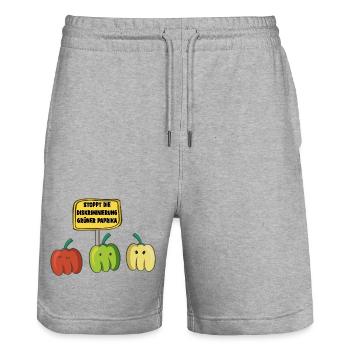 STOPPT die Diskrimierung grüner Paprika - Stanley/Stella Unisex Bio Joggingshorts Trainer  - Grau meliert - Vorne - Nik (191cm) & Marisol (170cm)