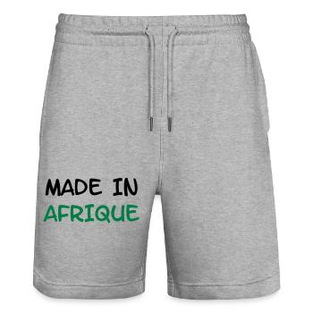 Made in AFRIQUE ! - Short de jogging bio TRAINER Stanley/Stella unisexe - gris chiné - Devant - Nik (191cm) & Marisol (170cm)