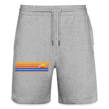 Coucher de soleil sur la plage - Short de jogging bio TRAINER Stanley/Stella unisexe - gris chiné - Devant - Nik (191cm) & Marisol (170cm)