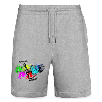 Music, music always and everywhere, make music - Stanley/Stella Trainer Unisex Organic Jogging Shorts - heather grey - Front - Nik (191cm) & Marisol (170cm)