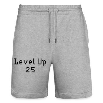 Level Up - 25th Birthday - Stanley/Stella Trainer Unisex Organic Jogging Shorts - heather grey - Front - Nik (191cm) & Marisol (170cm)