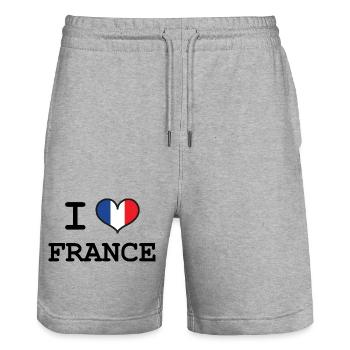 I Love France - Short de jogging bio TRAINER Stanley/Stella unisexe - gris chiné - Devant - Nik (191cm) & Marisol (170cm)