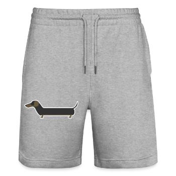 dachshund - Stanley/Stella Trainer Unisex Organic Jogging Shorts - heather grey - Front - Nik (191cm) & Marisol (170cm)
