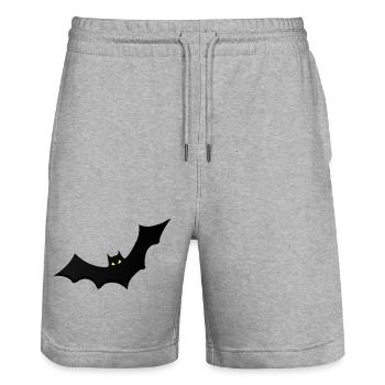 Night bat with yellow eyes - Stanley/Stella Trainer Unisex Organic Jogging Shorts - heather grey - Front - Nik (191cm) & Marisol (170cm)