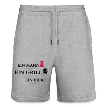Grill - Stanley/Stella Unisex Bio Joggingshorts Trainer  - Grau meliert - Vorne - Nik (191cm) & Marisol (170cm)