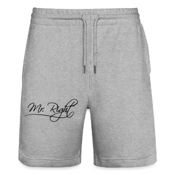 mr right bester ehemann husband text junggesellena - Stanley/Stella Unisex Bio Joggingshorts Trainer  - Grau meliert - Vorne - Nik (191cm) & Marisol (170cm)