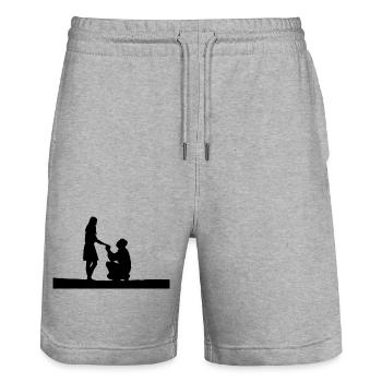 marry me - Stanley/Stella Unisex Bio Joggingshorts Trainer  - Grau meliert - Vorne - Nik (191cm) & Marisol (170cm)
