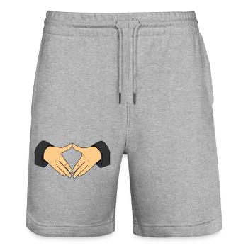Raute Handzeichen – Merkel Hände Symbolgestik - Stanley/Stella Unisex Bio Joggingshorts Trainer  - Grau meliert - Vorne - Nik (191cm) & Marisol (170cm)