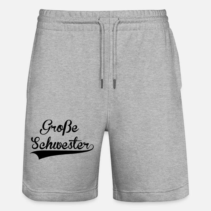 Große Schwester - Stanley/Stella Unisex Bio Joggingshorts Trainer  - Grau meliert