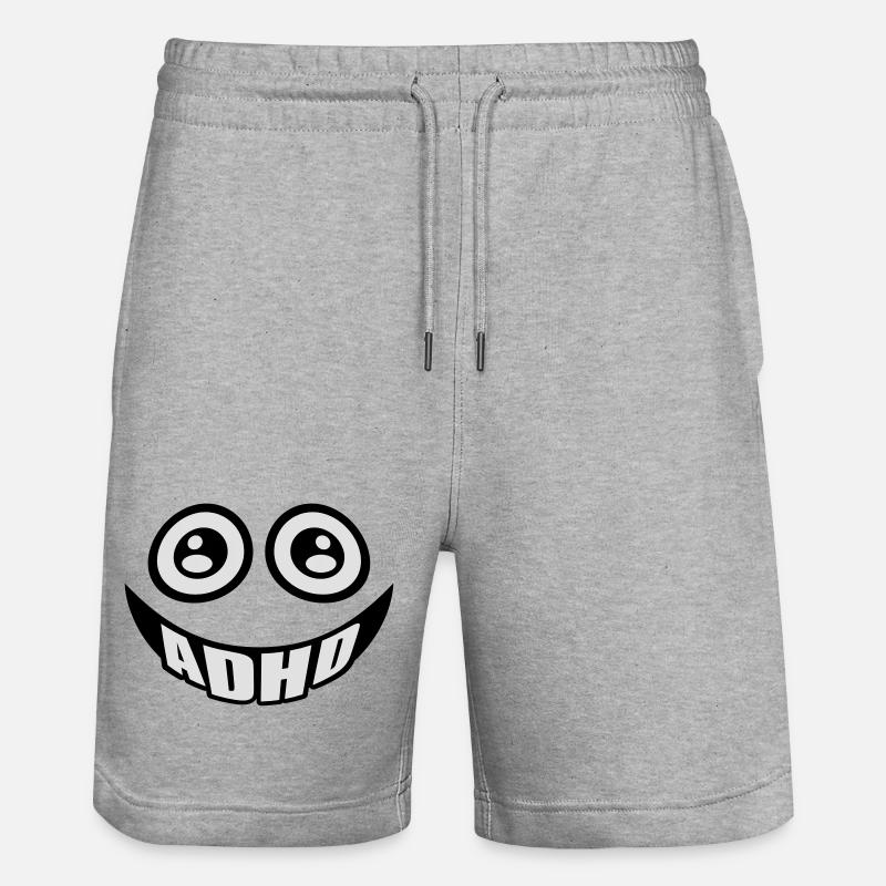 ADHD Smiley - Stanley/Stella Unisex Bio Joggingshorts Trainer  - Grau meliert