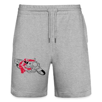 motorrad_2 - Stanley/Stella Trainer Unisex Organic Jogging Shorts - heather grey - Front - Nik (191cm) & Marisol (170cm)