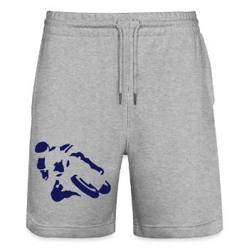 gsx1250einf - Stanley/Stella Unisex Bio Joggingshorts Trainer  - Grau meliert - Vorne - Nik (191cm) & Marisol (170cm)
