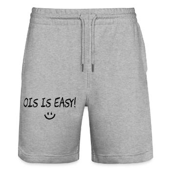 Ois is easy! Bayerischer Spruch - Stanley/Stella Unisex Bio Joggingshorts Trainer  - Grau meliert - Vorne - Nik (191cm) & Marisol (170cm)