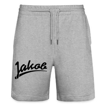 jakob | Jakob - Stanley/Stella Trainer Unisex Organic Jogging Shorts - heather grey - Front - Nik (191cm) & Marisol (170cm)