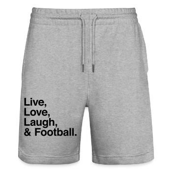live love laugh and football - Stanley/Stella Unisex Bio Joggingshorts Trainer  - Grau meliert - Vorne - Nik (191cm) & Marisol (170cm)