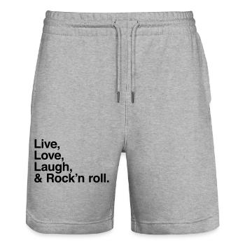 live love laugh and rock and roll - Stanley/Stella Unisex Bio Joggingshorts Trainer  - Grau meliert - Vorne - Nik (191cm) & Marisol (170cm)