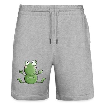 Frosch macht Yoga - Frösche - Meditation - Kröte - Stanley/Stella Unisex Bio Joggingshorts Trainer  - Grau meliert - Vorne - Nik (191cm) & Marisol (170cm)