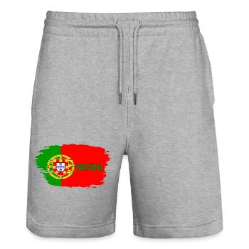 Portugal Drapeau / Cadeau Lisbonne Europe occidentale - Short de jogging bio TRAINER Stanley/Stella unisexe - gris chiné - Devant - Nik (191cm) & Marisol (170cm)