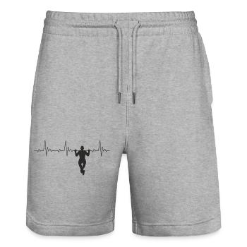 Calisthenics Heartbeat Traction Fréquence Puls ECG - Short de jogging bio TRAINER Stanley/Stella unisexe - gris chiné - Devant - Nik (191cm) & Marisol (170cm)