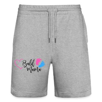 Bald Mama Baby Schwangerschaft Geburt Herz Mutter - Stanley/Stella Unisex Bio Joggingshorts Trainer  - Grau meliert - Vorne - Nik (191cm) & Marisol (170cm)